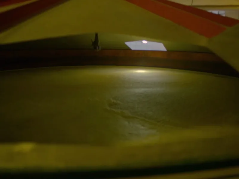 Looking down into a working fermenter as the mash ferments